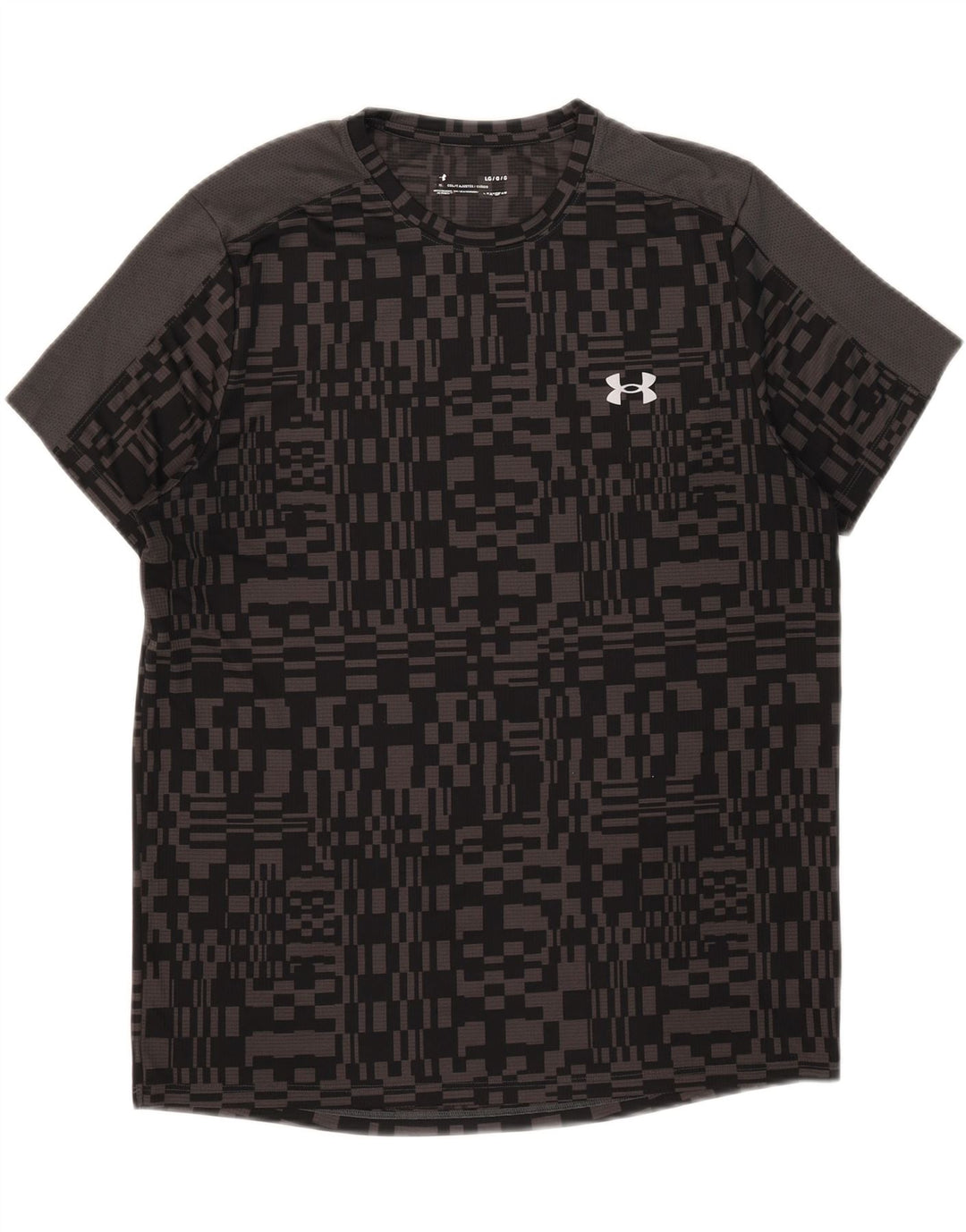 Under Armour Herren Heat Gear T-Shirt-Oberteil, großes, schwarzes, geometrisches Polyester