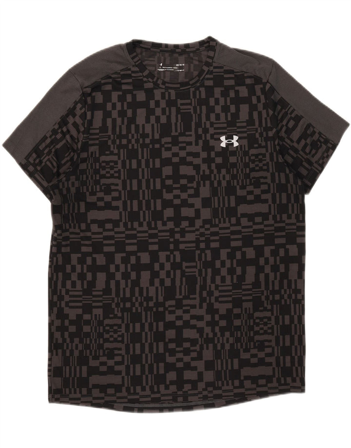 Under Armour Herren Heat Gear T-Shirt-Oberteil, großes, schwarzes, geometrisches Polyester