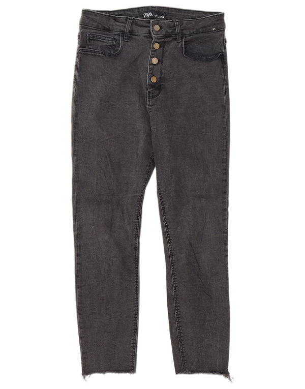 Zara Damen Röhrenjeans, kurz geschnitten, EU 38, Größe S, W28, L24, graue Baumwolle