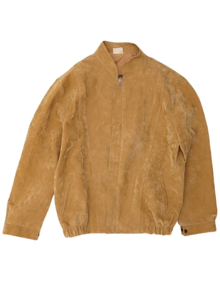 Vintage Herren Wildleder Bomberjacke UK 40 Large Beige
