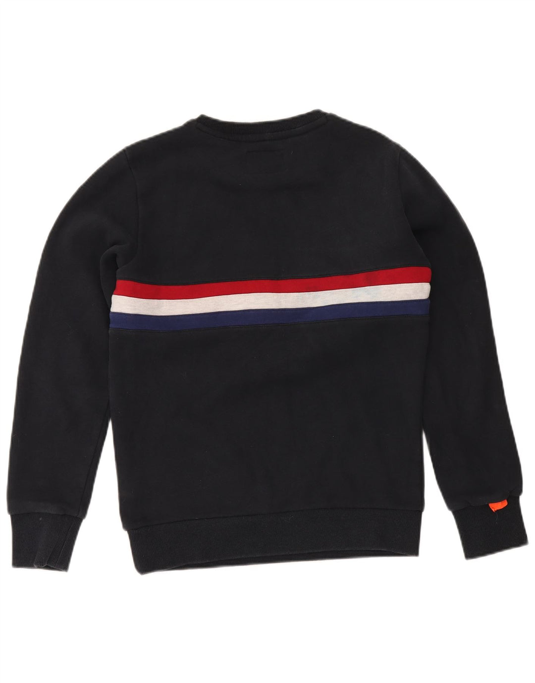 Superdry Herren-Sweatshirt-Pullover aus mittelblauer, marineblauer Colourblock-Baumwolle