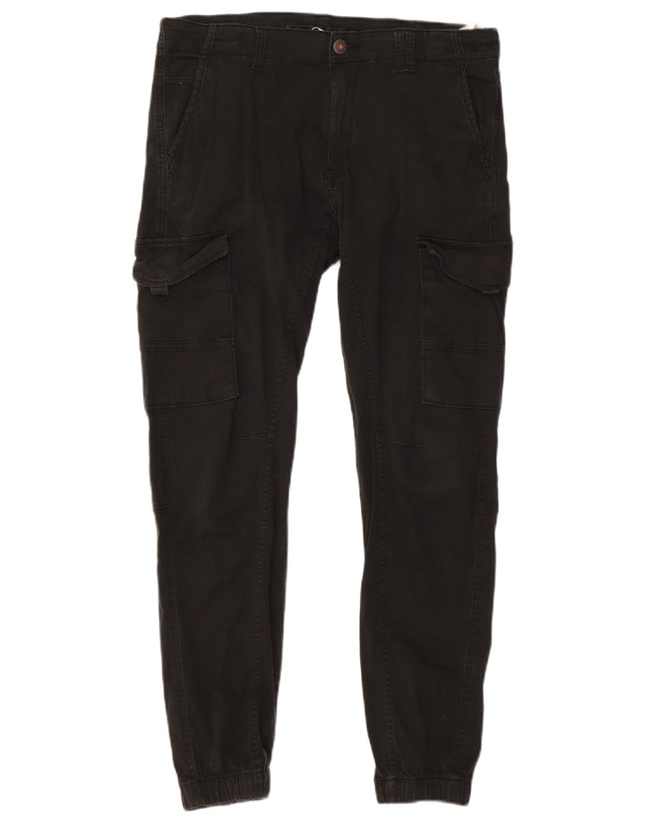 JACK & JONES Herren Jogger-Cargohose W34 L30 Schwarze Baumwolle