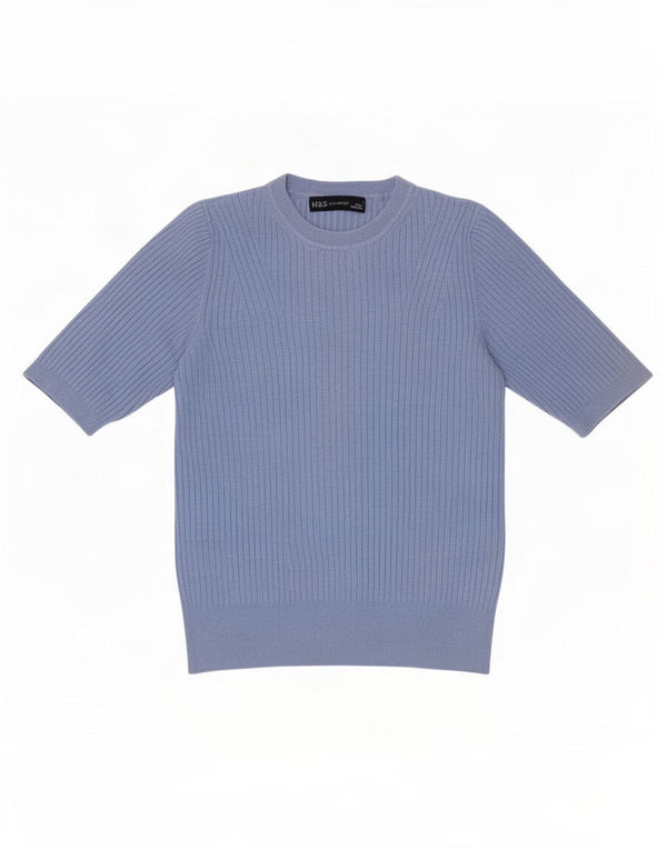 Marks & Spencer Damen Pullover mit Rundhalsausschnitt, Gr. 8, Blau