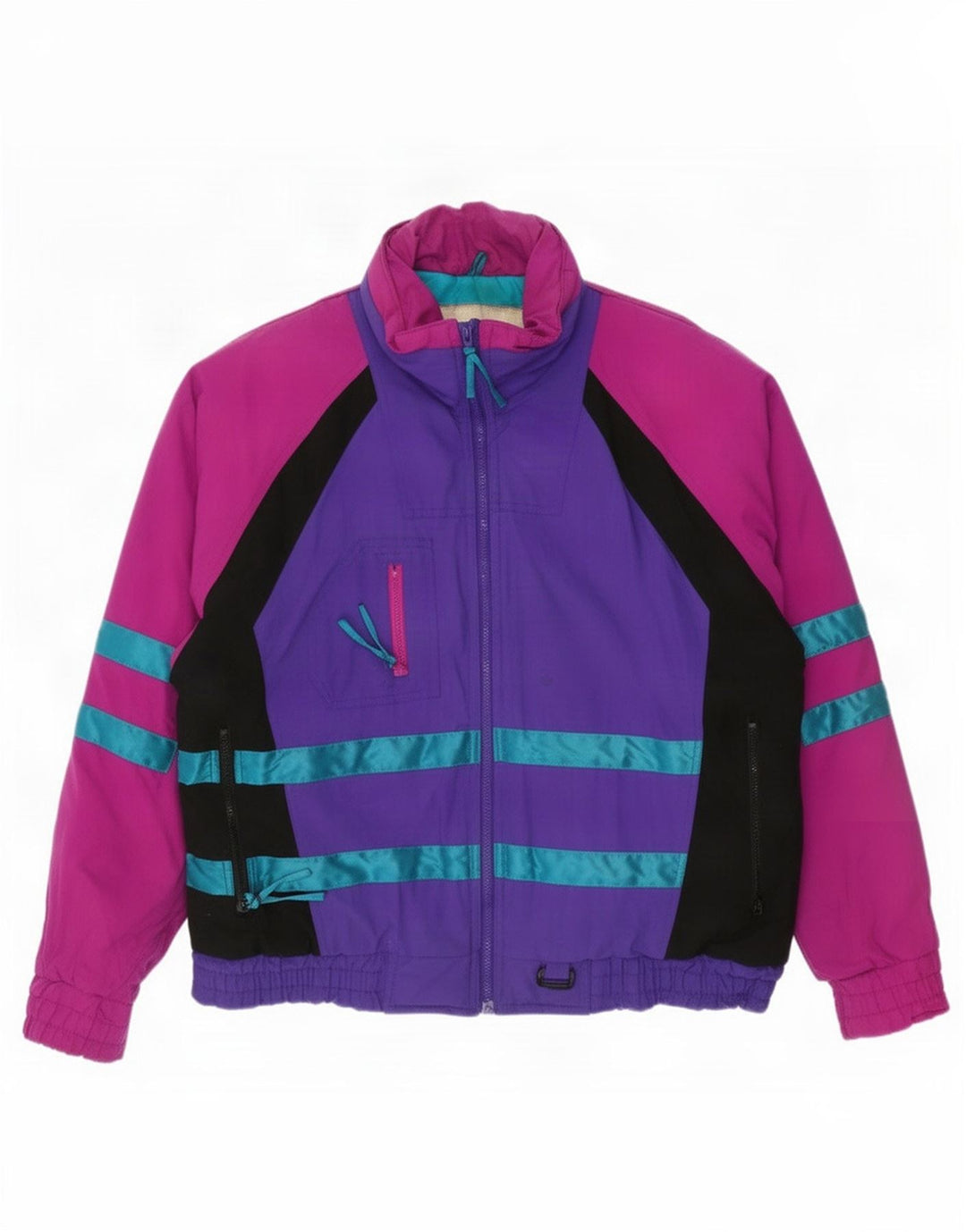 Vintage Herren Skijacke UK 40 Großes mehrfarbiges Colourblock-Nylon