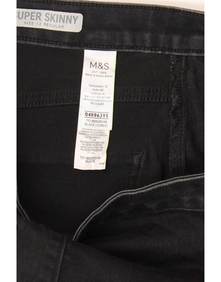 Marks & Spencer Damen Regular Skinny Jeans UK 12 Medium W28 L27 Schwarz