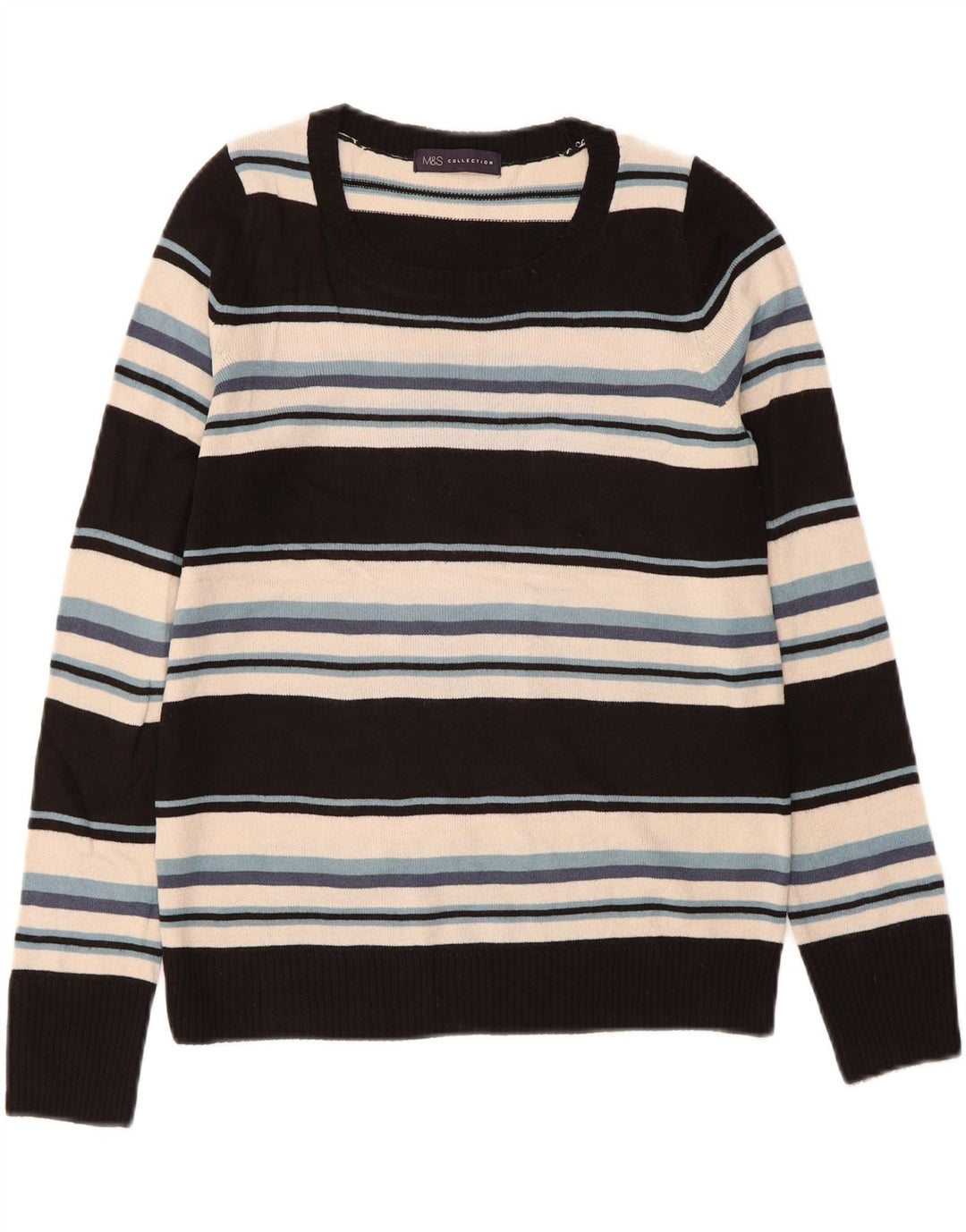 MARKS & SPENCER Womens Boat Neck Jumper Sweater UK 12 Medium  Black Vintage Marks & Spencer and Second-Hand Marks & Spencer from Messina Hembry 