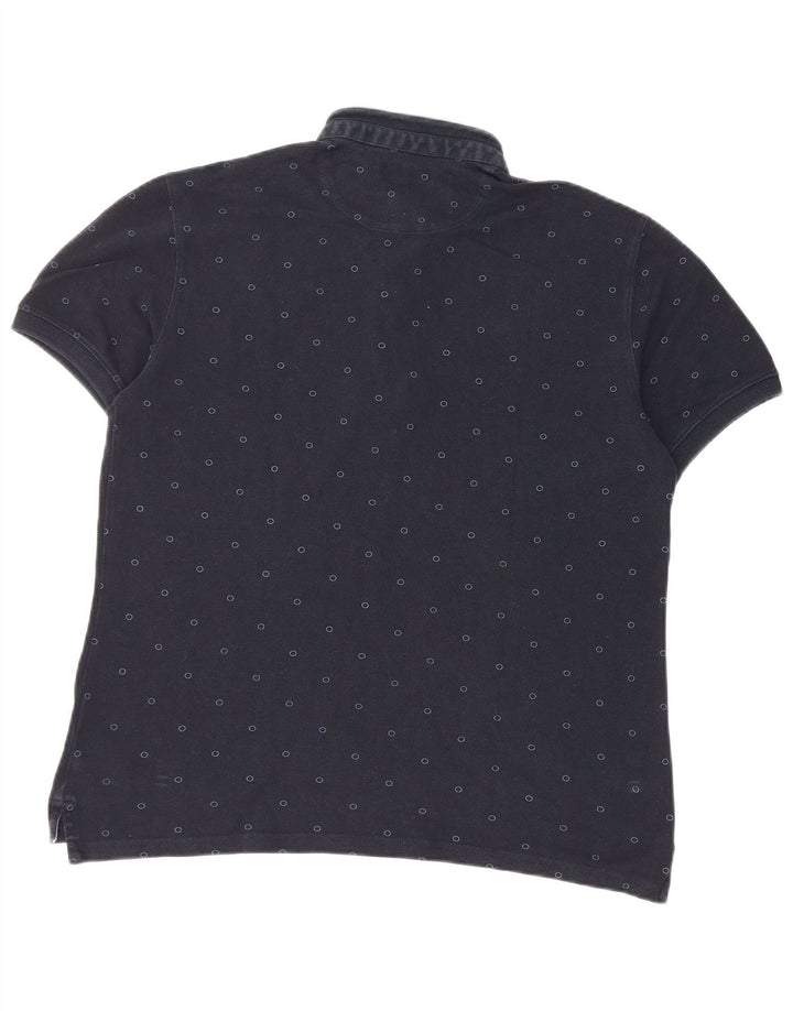 Massimo Dutti Herren-Poloshirt, groß, marineblau gepunktet