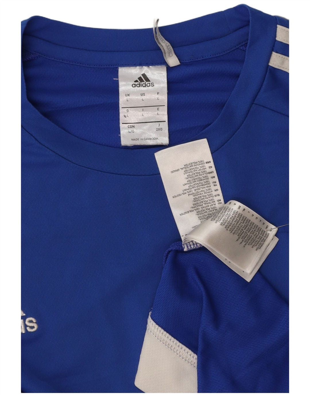 ADIDAS Herren Climalite T-Shirt Top, großes blaues Farbblock-Polyester