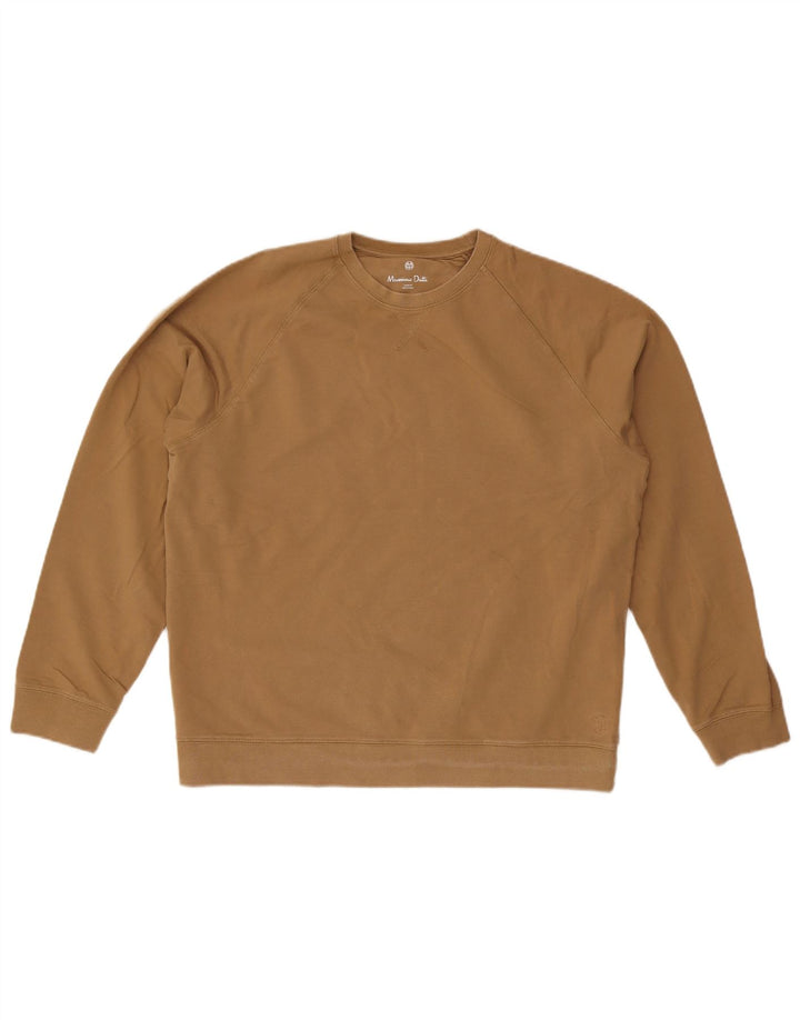 Massimo Dutti Herren-Sweatshirt mit lockerer Passform, groß, beige Baumwolle