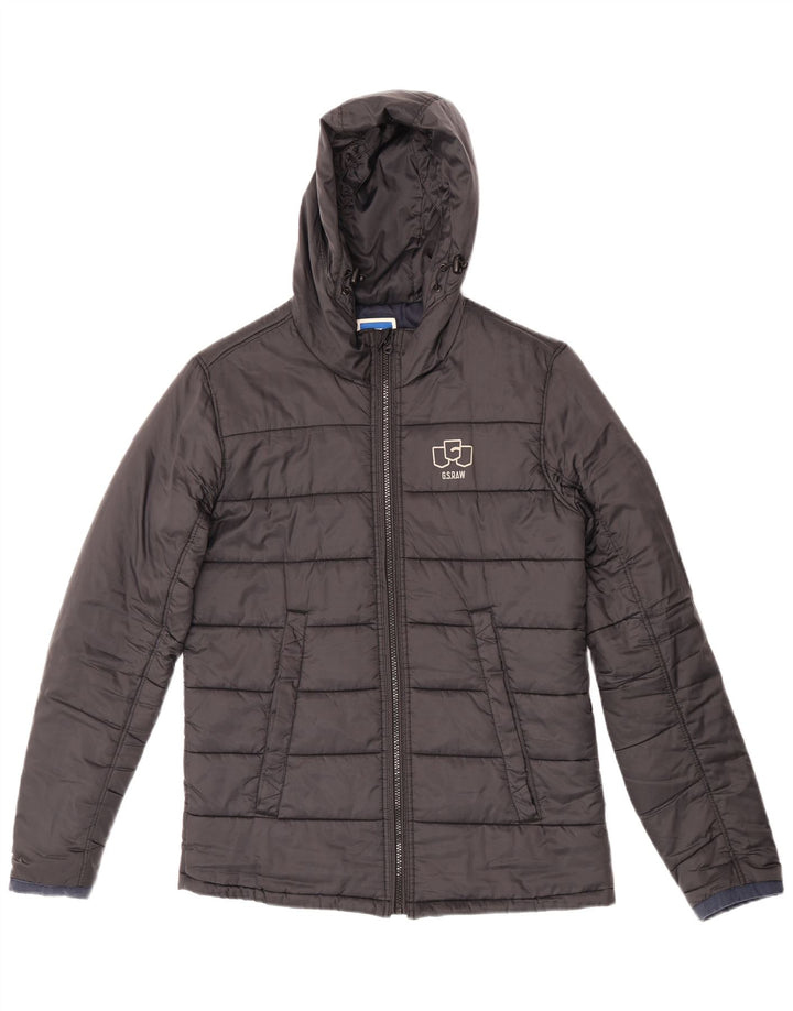G-Star Wattierte Damenjacke mit Kapuze, UK 14, Größe L, Schwarz, Polyester