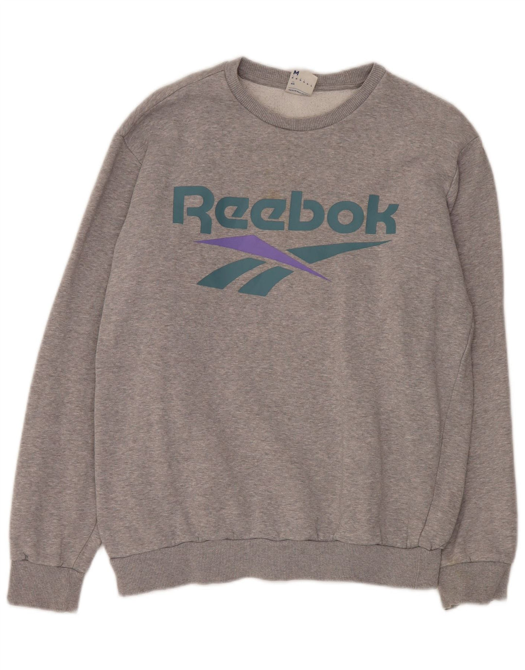 Reebok Herren Grafik-Sweatshirt-Pullover aus mittelgrauer Baumwolle