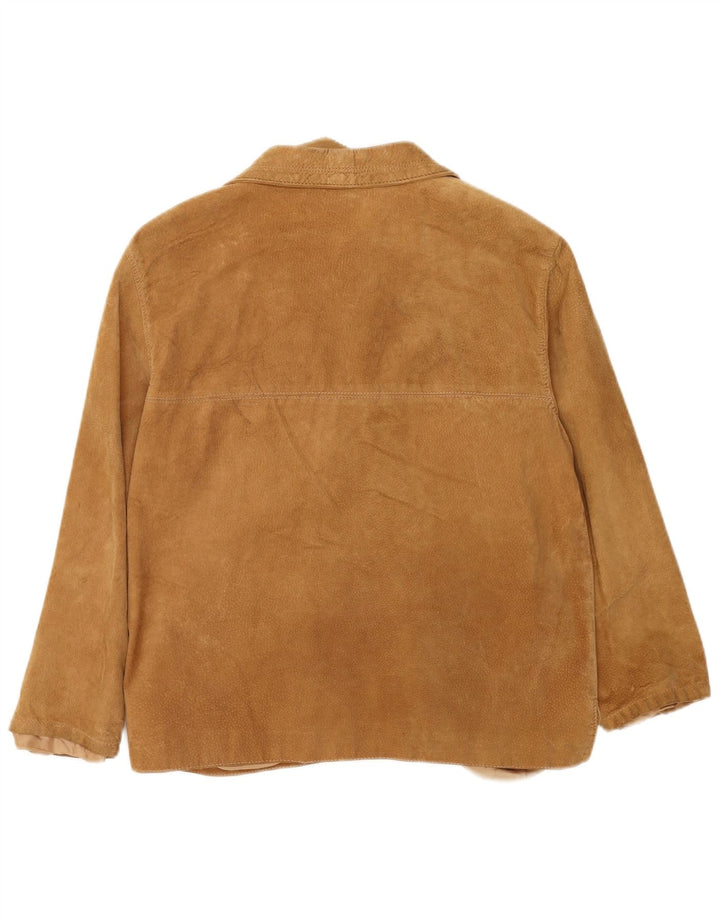 Rossodisera Damen 3-Knopf-Wildleder-Blazerjacke UK 14 Mittelbeige