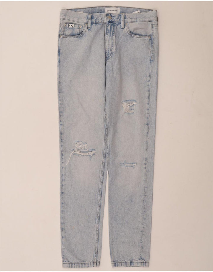 Calvin Klein Herren Distressed Slim Jeans W30 L33 Blaue Baumwolle