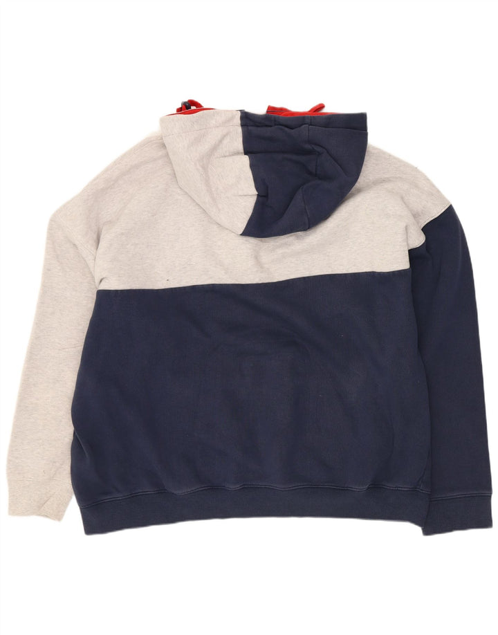 Tommy Hilfiger Herren-Kapuzenpullover mit Knopfkragen, mittelgroß, Marineblau, Farbblock