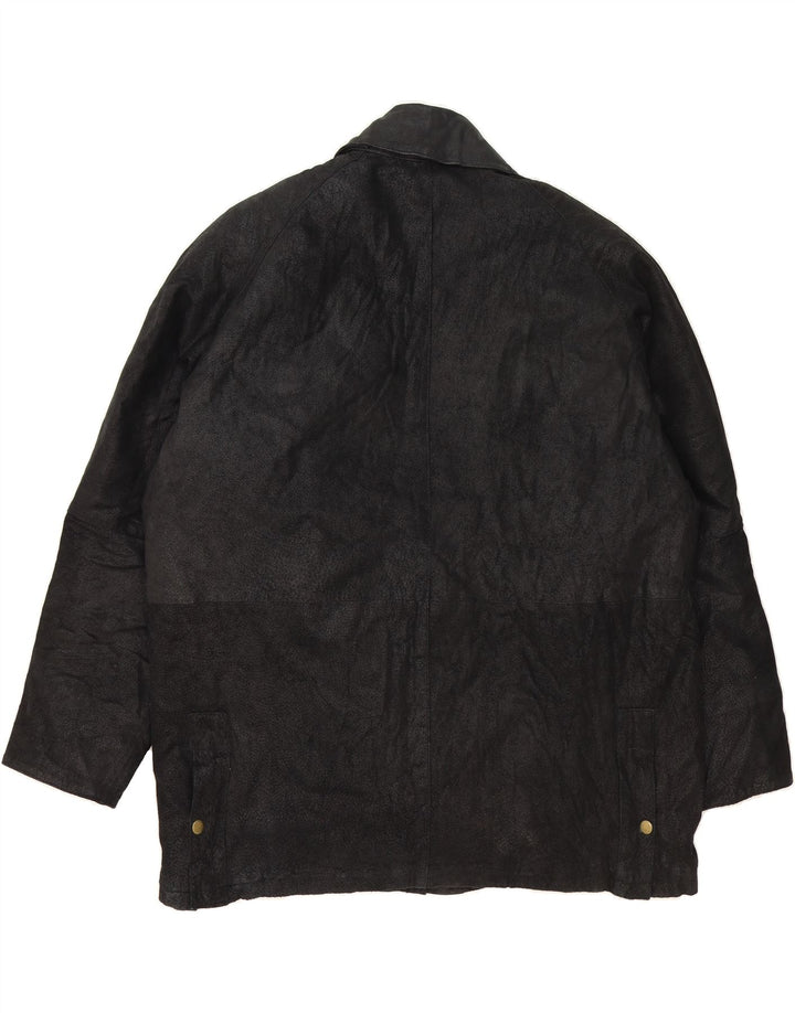 VINTAGE Mens Leather Jacket IT 54 2XL Black Leather Vintage Vintage and Second-Hand Vintage from Messina Hembry 