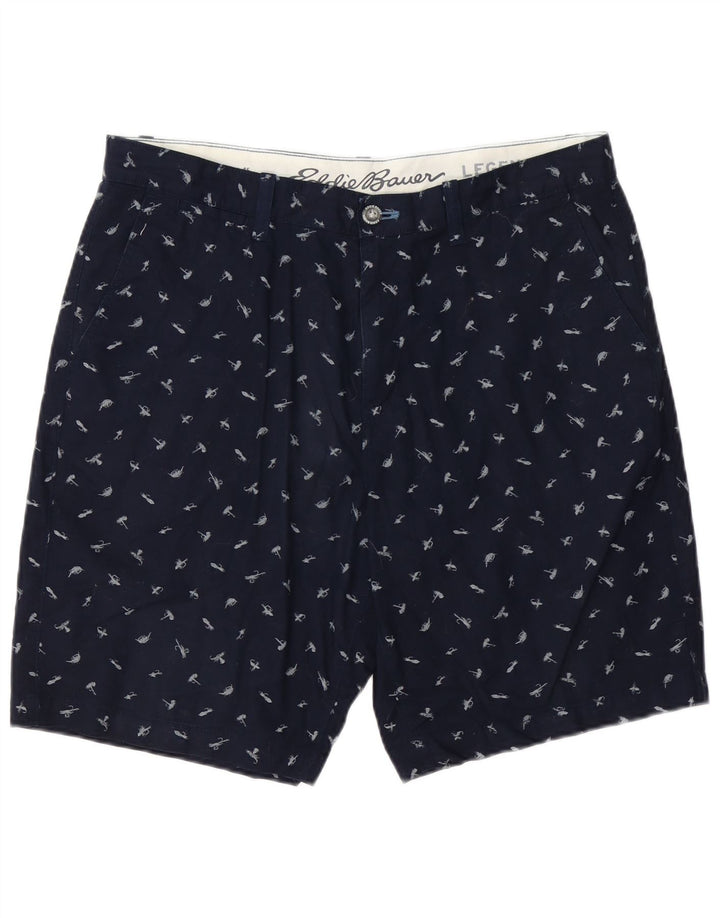 EDDIE BAUER Herren-Chinoshorts mit abstraktem Muster, W35, große marineblaue Baumwolle