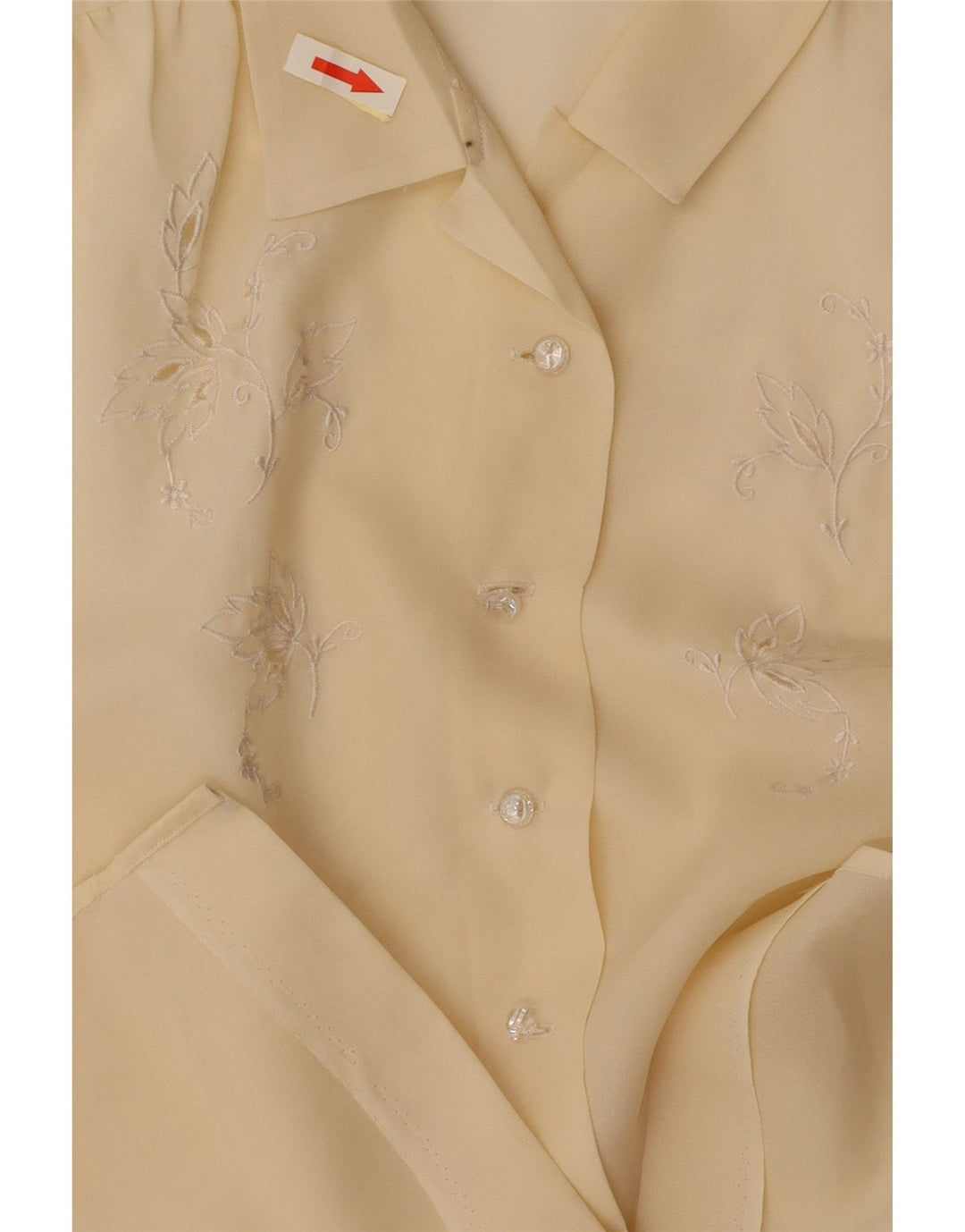 VINTAGE Damen Kurzarm-Hemdbluse UK 14 Mittelgelb geblümt