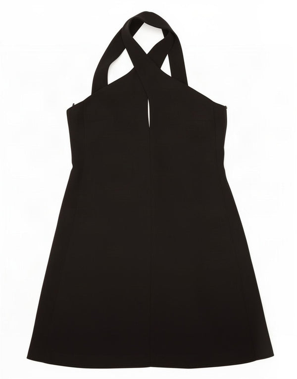 Zara Damen Neckholder-Kleid UK 6 XS Schwarz Polyester