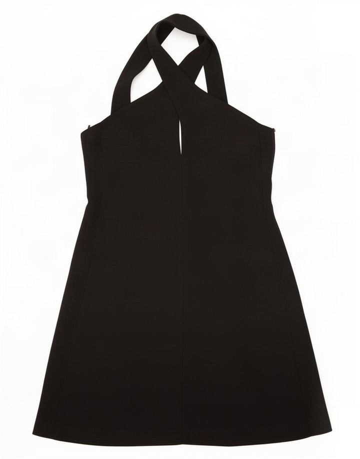 Zara Damen Neckholder-Kleid UK 6 XS Schwarz Polyester