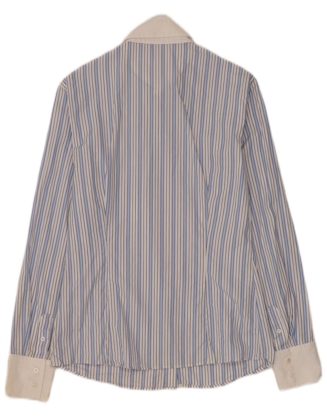 Massimo Dutti Damen-Formalhemd, EU 38, klein, blau gestreift, Baumwolle