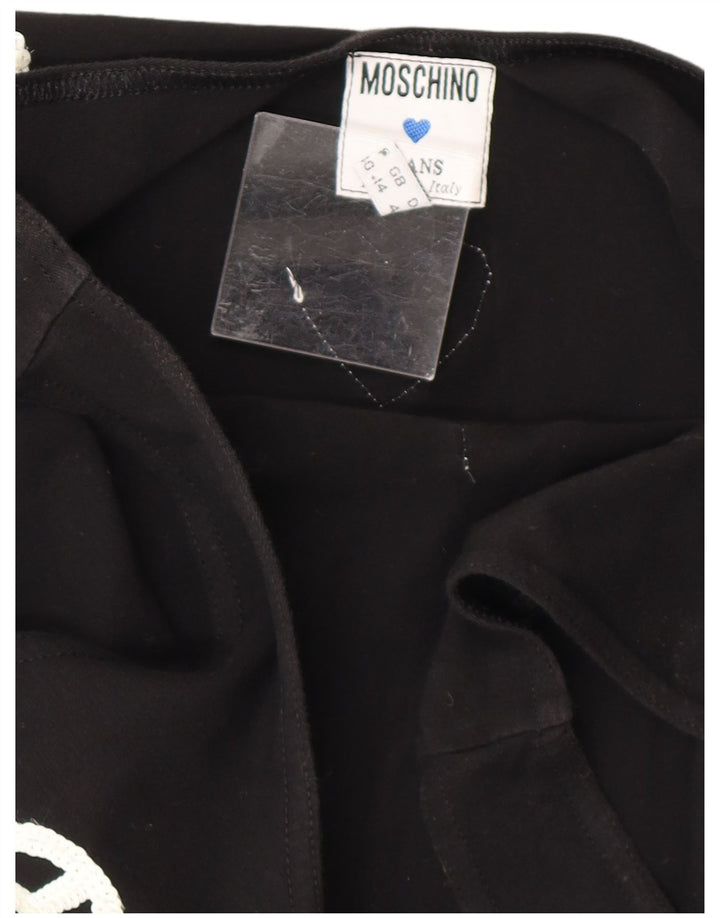 Grafisches, figurbetontes Kleid für Damen von Moschino, UK 14, mittelschwarz, Designer