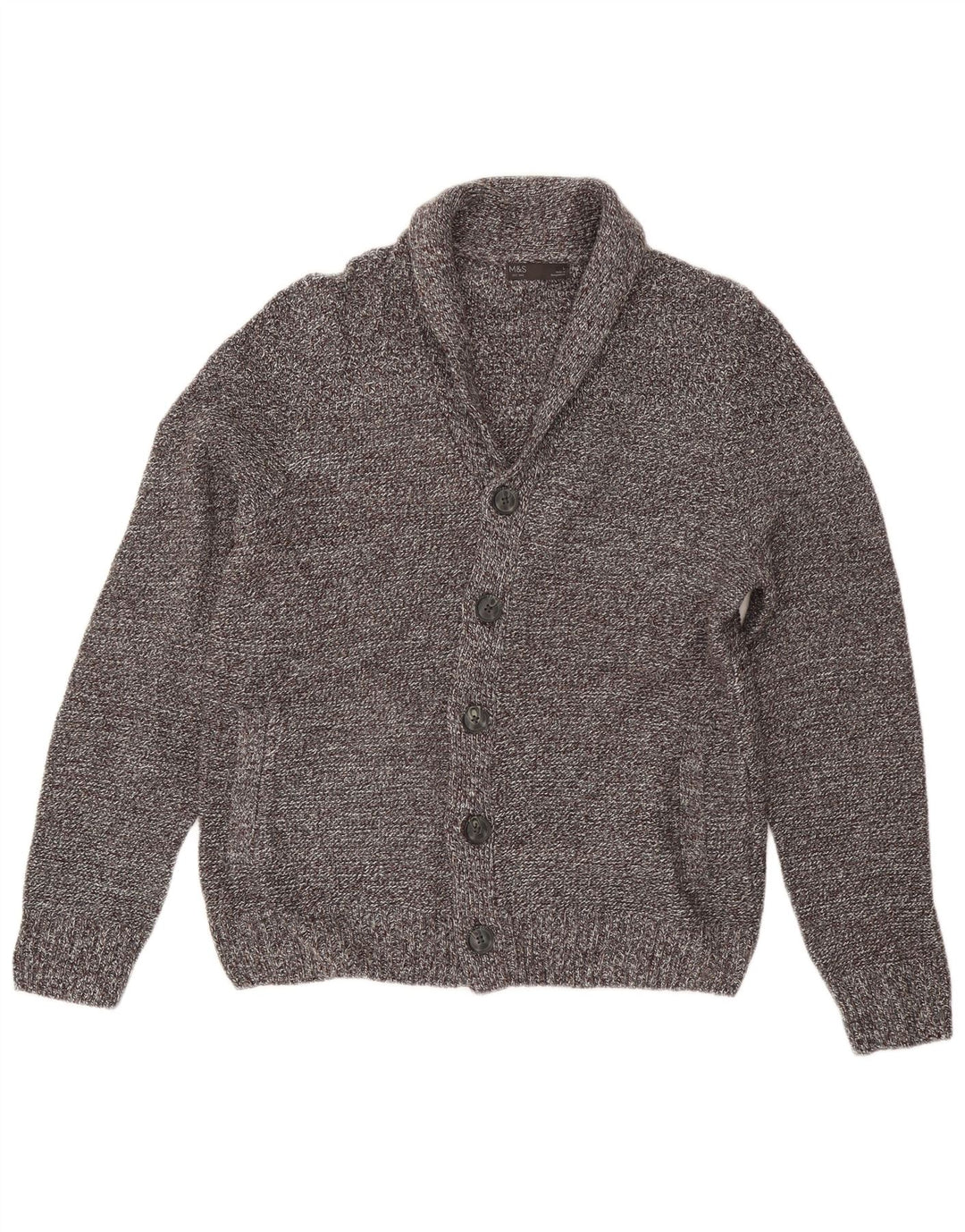 Marks & Spencer Herren-Strickjacke, groß, grau meliert, Acryl