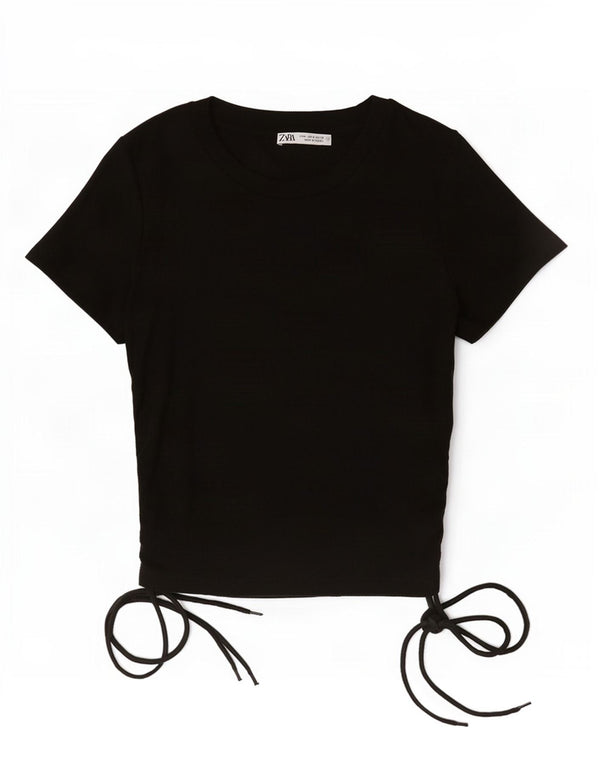 Zara Damen Crop Top UK 12 Medium Schwarz Polyester