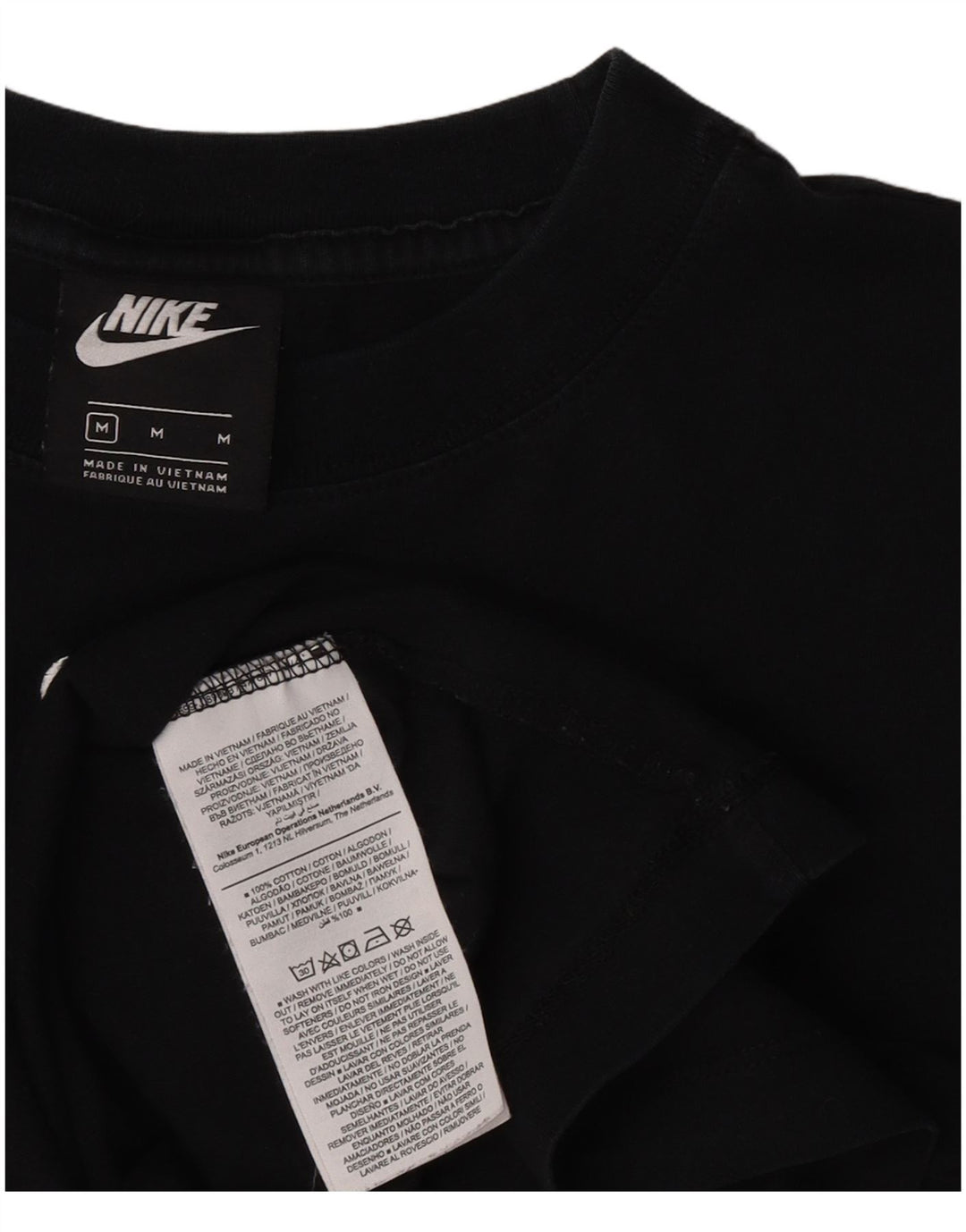 Nike Herren T-Shirt Top Medium Schwarz Baumwolle