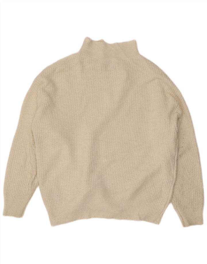 Jack Wills Damen-Pullover mit Reißverschluss am Hals, Gr. 44, groß, gebrochenes Weiß, Acryl