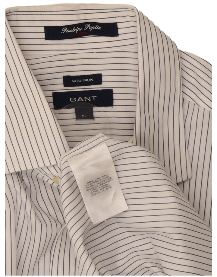 Gant Herren NON - IRON Hemd XL weiß gestreift aus Baumwolle