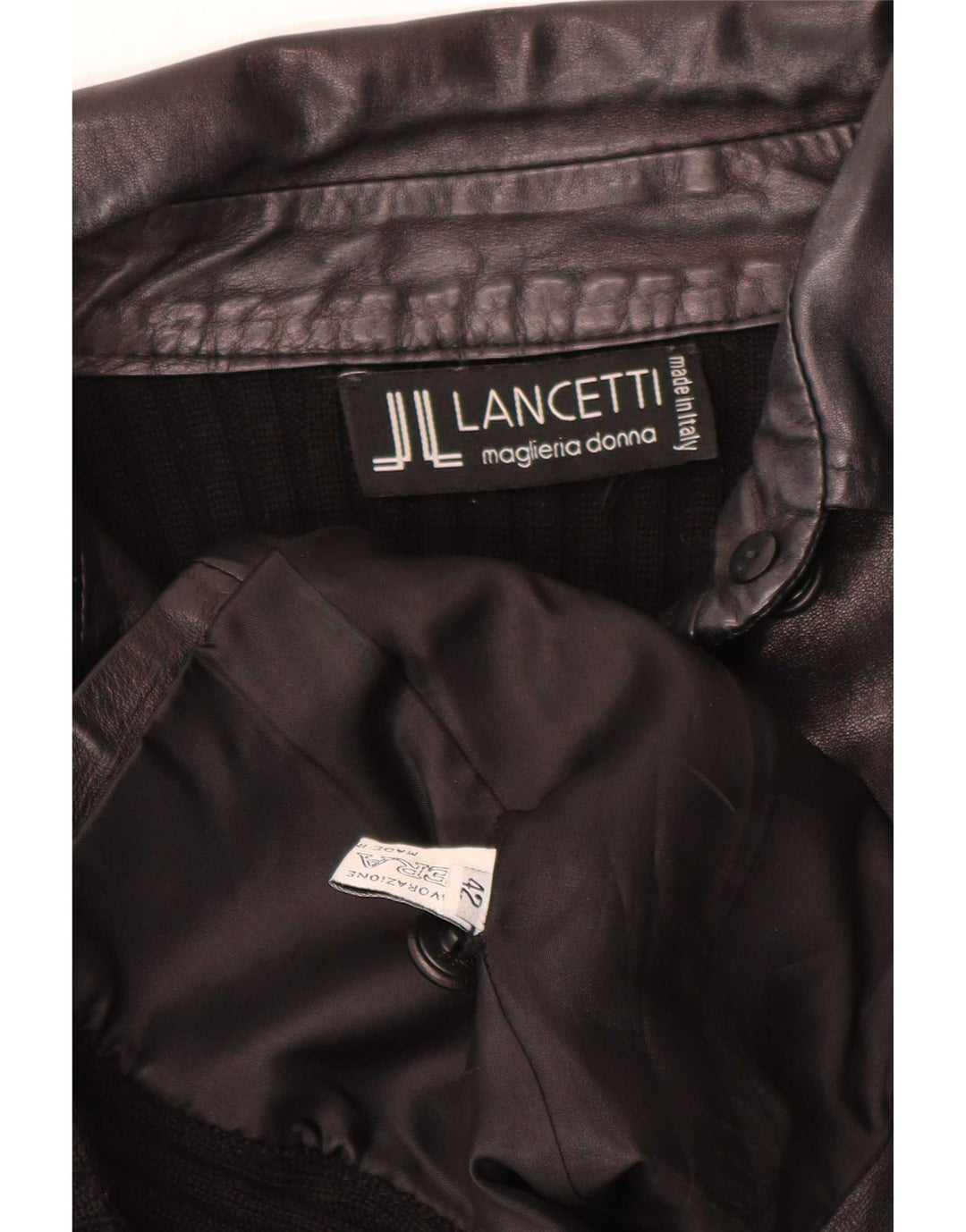 Lancetti Damen Lederjacke IT 42 Mittelschwarzes Leder