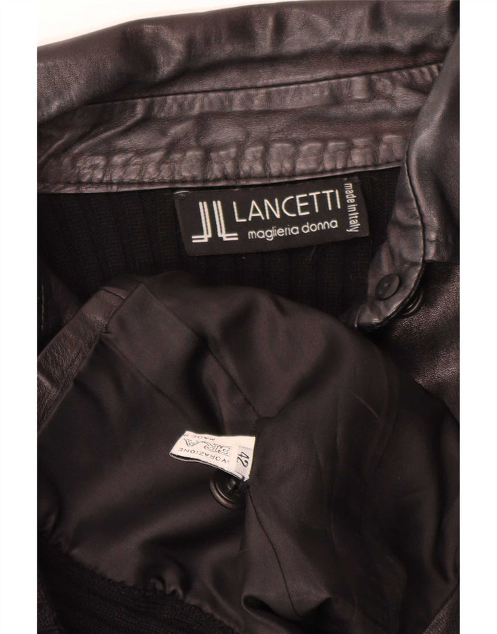 Lancetti Damen Lederjacke IT 42 Mittelschwarzes Leder