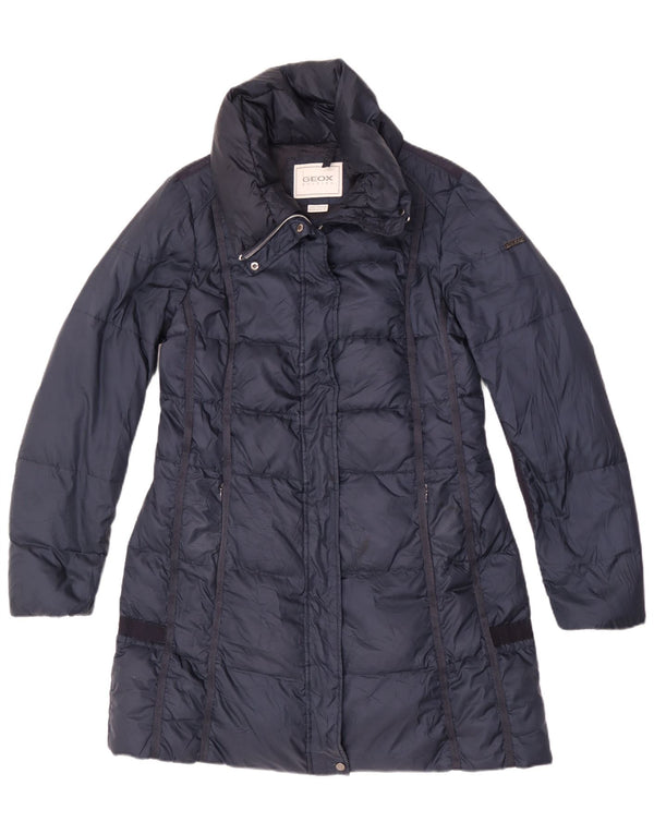 Geox Damen Wattierter Mantel UK 14 Large Marineblau Polyester