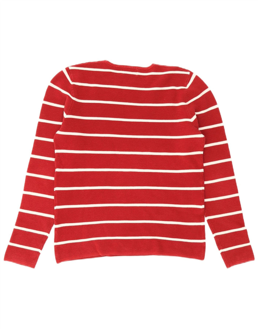 Zara Herren-Pullover mit Rundhalsausschnitt, Mittelrot gestreift