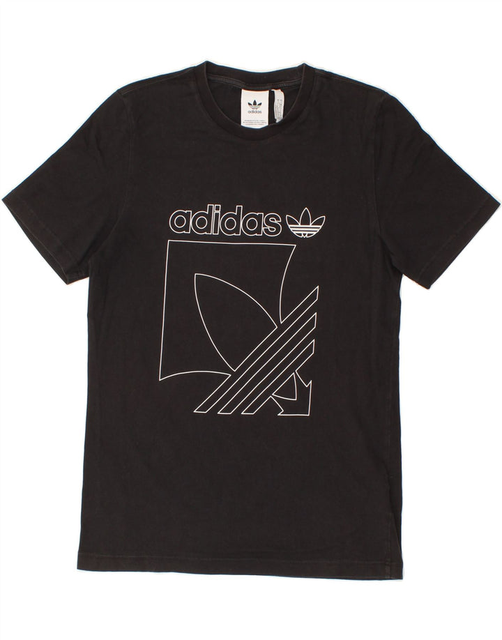ADIDAS Mens Graphic T-Shirt Top Small Black Cotton Vintage Adidas and Second-Hand Adidas from Messina Hembry 