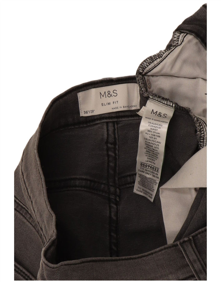 Marks & Spencer Slim-Jeans für Herren, W36, L29, graue Baumwolle