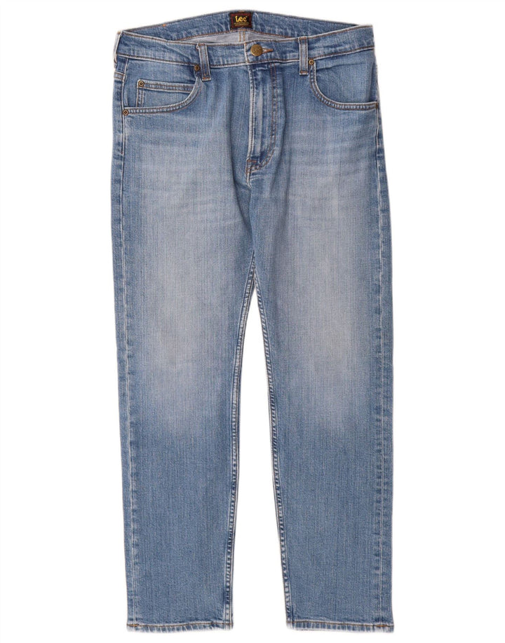 Lee Damen Rider Straight Jeans W32 L28 Blaue Baumwolle
