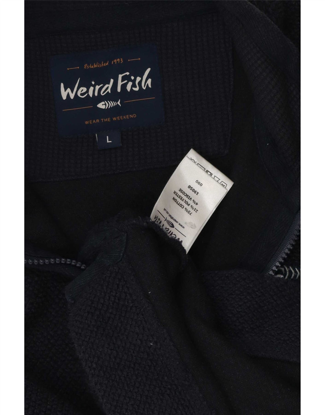 Weird Fish Herren-Trainingsanzug-Oberteil, Jacke, groß, marineblau, Baumwolle