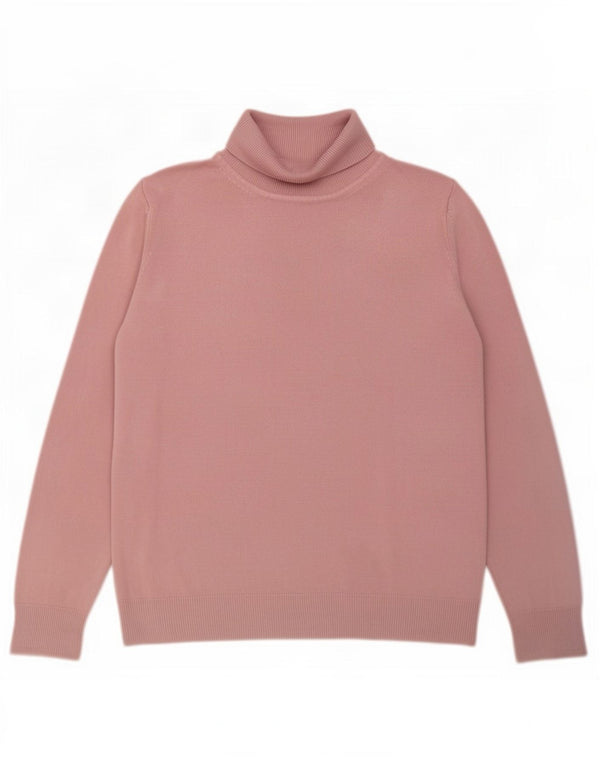 Marks & Spencer Womens Roll Neck Jumper Sweater UK 16 Large Pink Acrylic