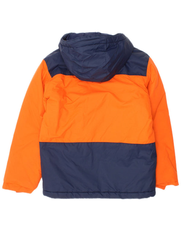 Columbia Wattierte Jacke mit Kapuze für Jungen, 7–8 Jahre, Größe S, orangefarbenes Colourblock-Nylon