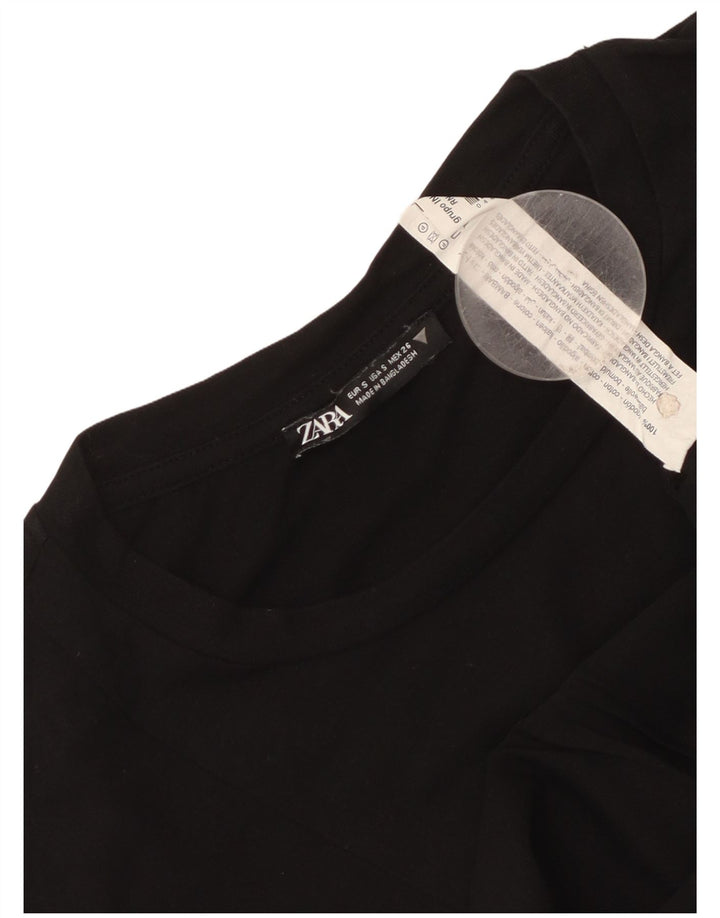 Zara Womens Blouse Top UK 10 Small Black Cotton