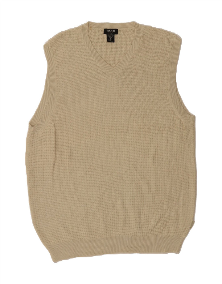 IZOD Mens Vest Tank Top Medium Off White Cotton Vintage Izod and Second-Hand Izod from Messina Hembry 