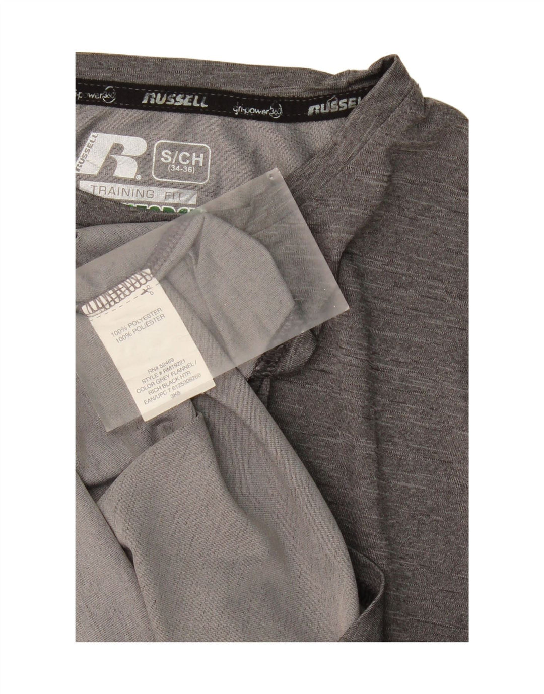 RUSSELL ATHLETIC Mens T-Shirt Top Small Grey Flecked Polyester Vintage Russell Athletic and Second-Hand Russell Athletic from Messina Hembry 