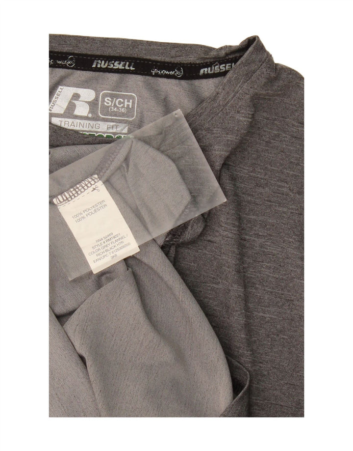 RUSSELL ATHLETIC Mens T-Shirt Top Small Grey Flecked Polyester Vintage Russell Athletic and Second-Hand Russell Athletic from Messina Hembry 