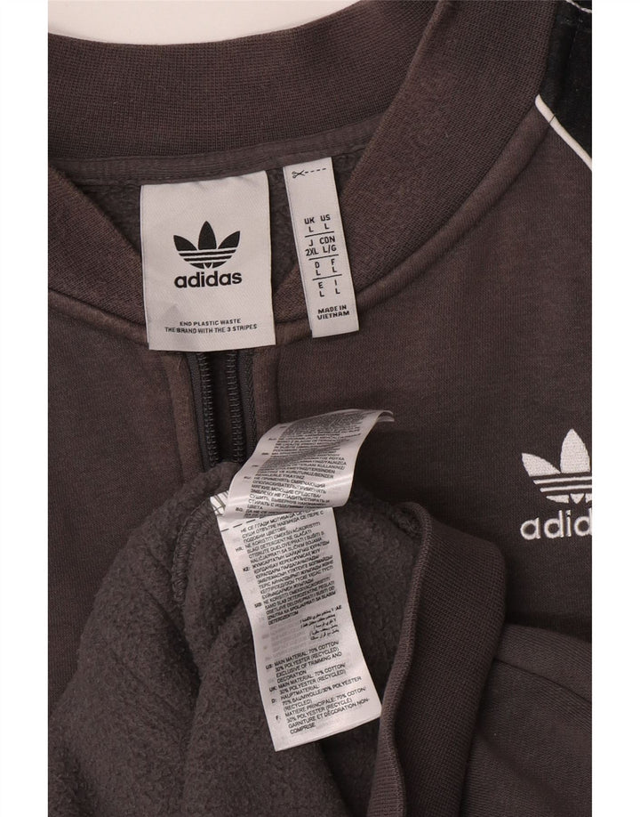 Adidas Herren-Trainingsanzug-Top-Jacke, große graue Colourblock-Baumwolle