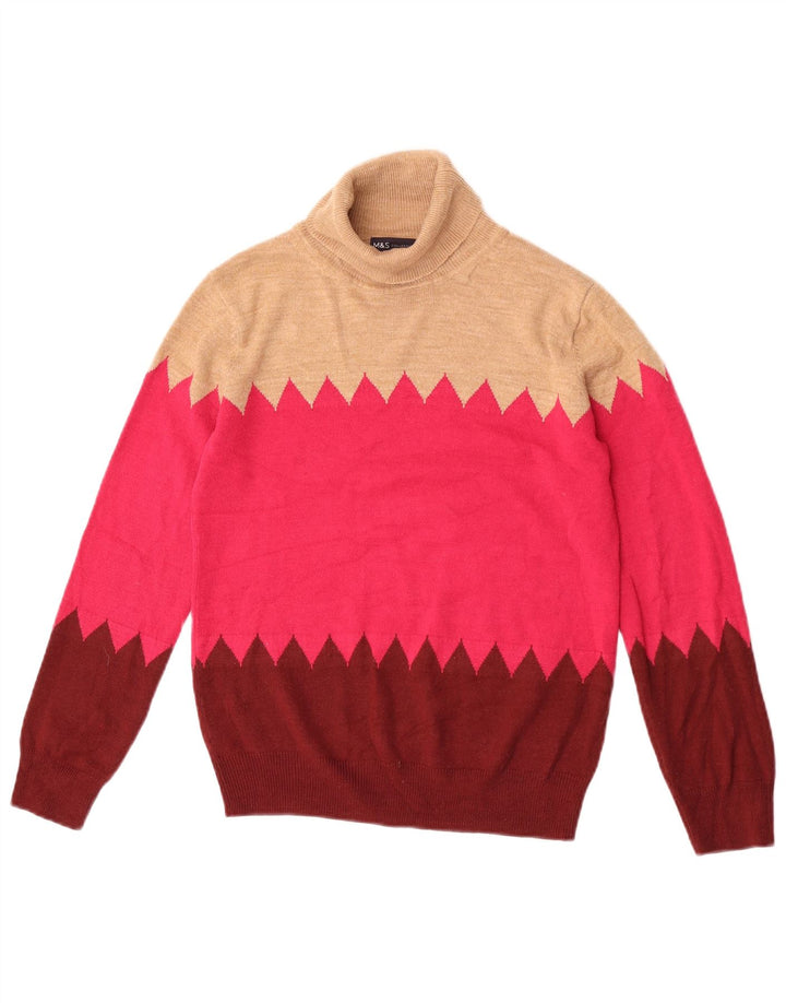 Marks & Spencer Damen-Pullover mit Rollkragen, Gr. 8, Größe S, mehrfarbig