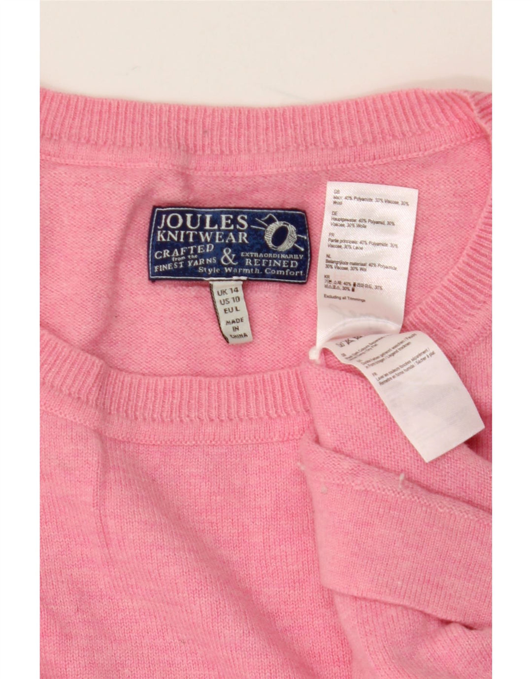 Joules Damen-Pullover, übergroß, Rundhalsausschnitt, Gr. 14, Größe L, Rosa, Polyamid