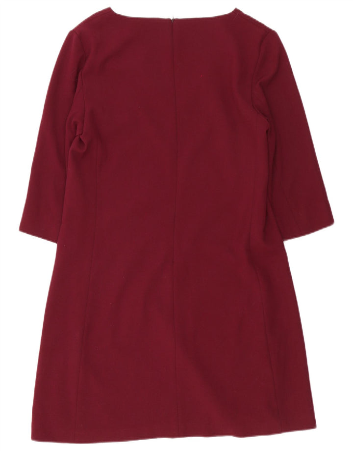 Massimo Dutti Damen-Etuikleid mit 3/4-Ärmeln, EU 40, mittleres Burgunderrot