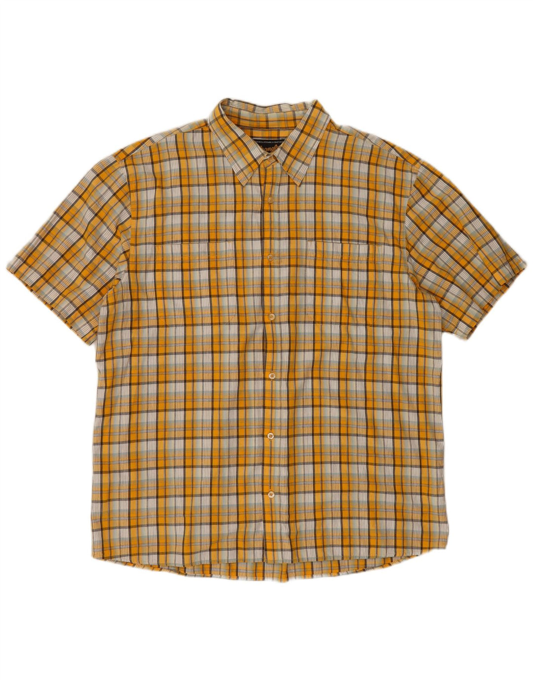 Wrangler Herren-Kurzarmhemd 2XL, gelb karierte Baumwolle