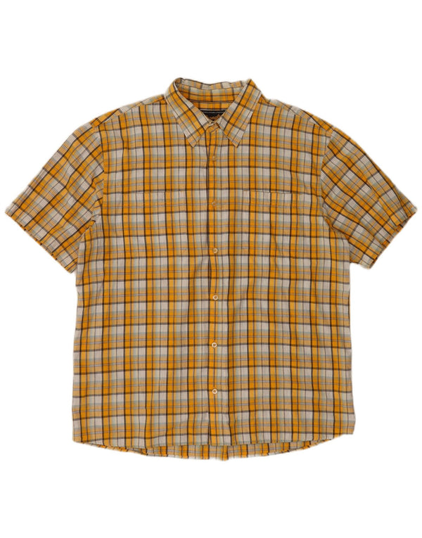 Wrangler Herren-Kurzarmhemd 2XL, gelb karierte Baumwolle
